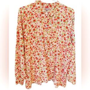 J. Jill Floral Button Down Top Long sleeve Boho Women’s XL Cottagecore Fairy